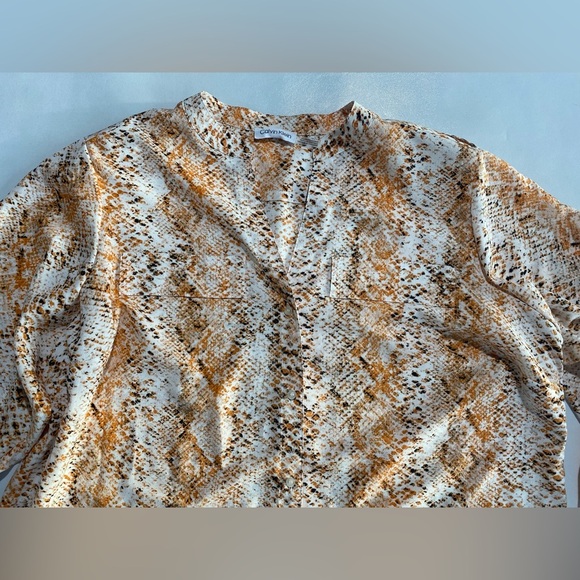 NEW Plus Size 2X Calvin Klein Women's Snakeskin Tunic Roll Tab Sleeve Blouse $85 - Picture 8 of 9